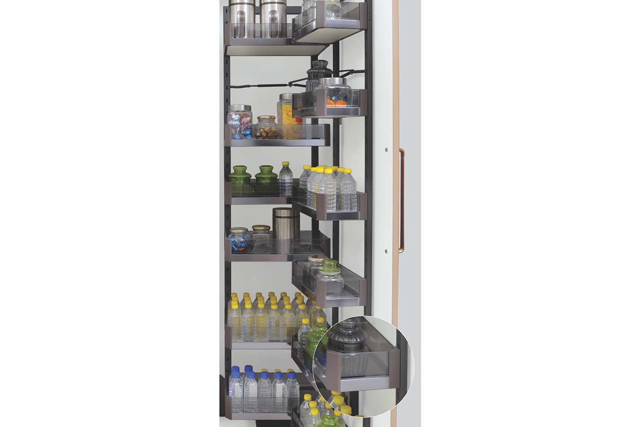 Glass Pantry Storage Unit, 17.7 x 23.6 inches, Multi-Shelf Organizer