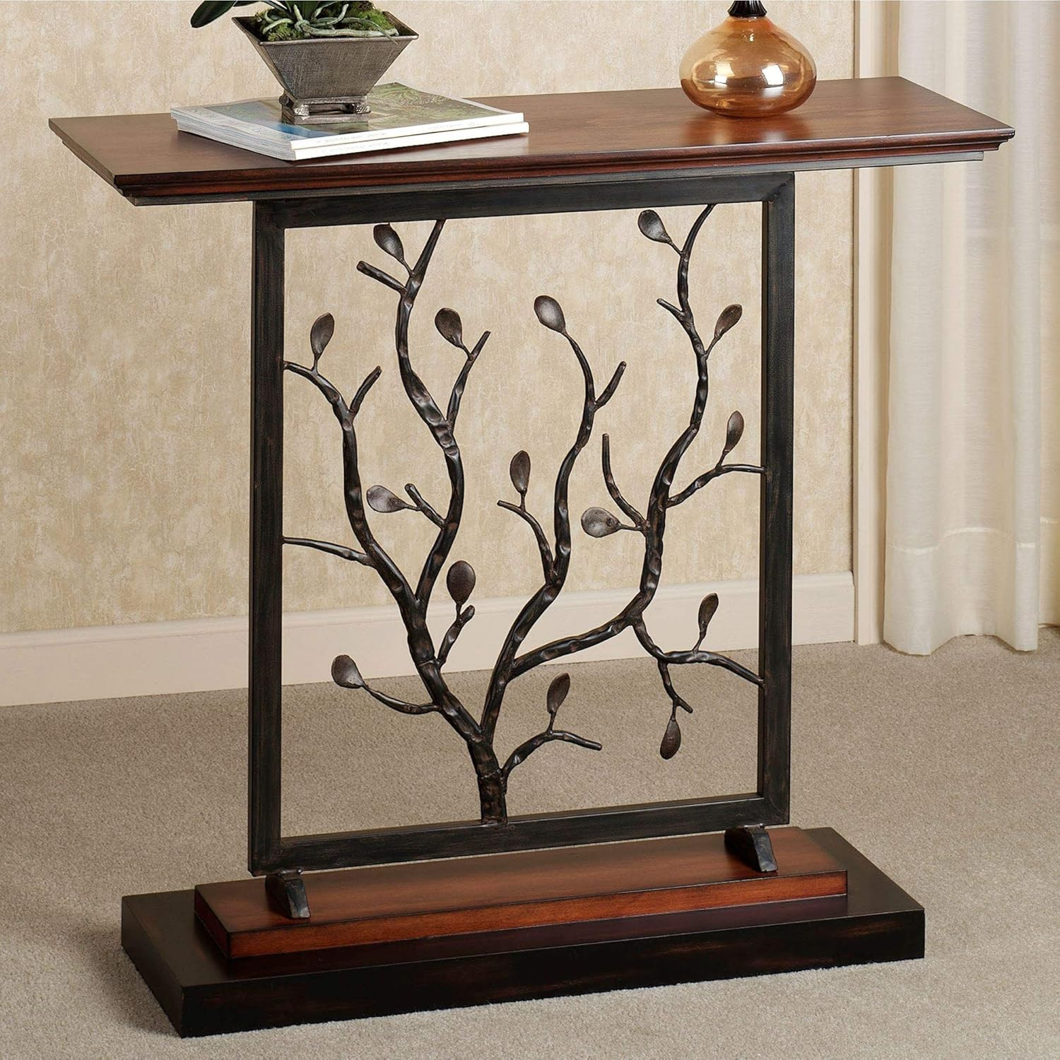 Baytree Sofa Table - Black - Leafy Branches Open Design