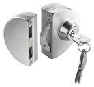 GLASS Door Lock with Double-Sided Access, Security Lock with Keys, Silver