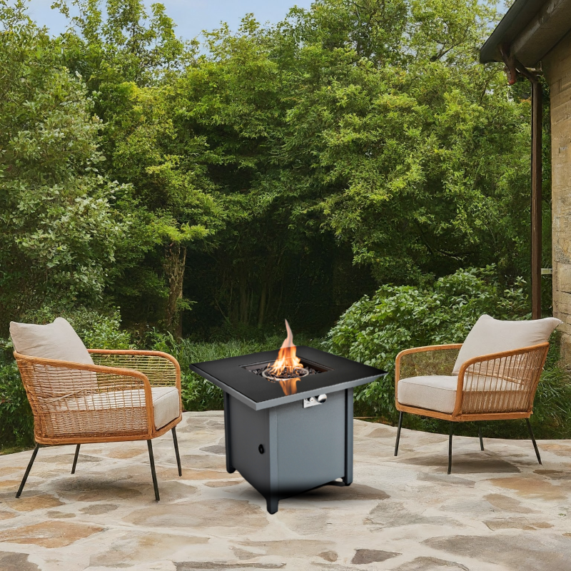 25" H x 30" W Steel Outdoor Fire Pit Table with Lid