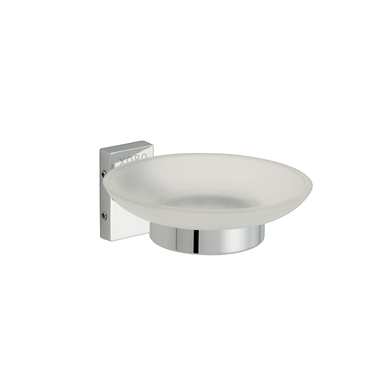 Wall-Mounted Glass Soap Dish, Silver Chrome Finish
