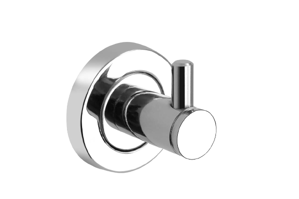 Modern Bathroom Robe Hook, Wall-Mounted, Chrome-Plated, Silver