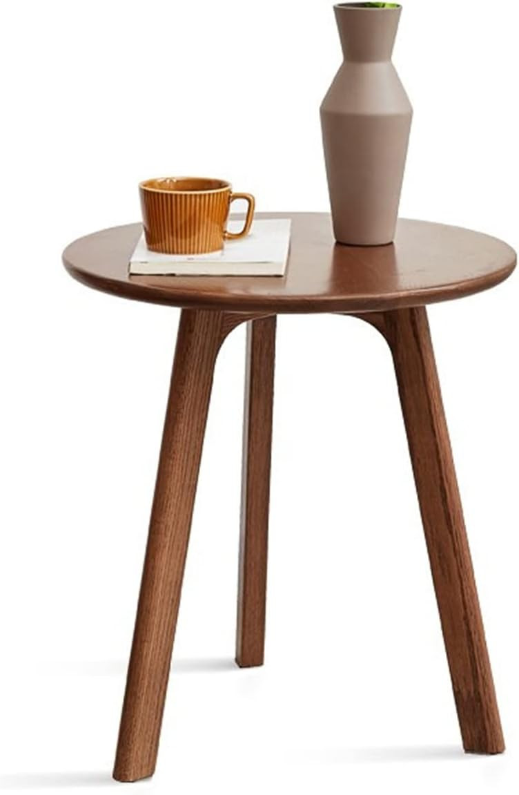 Round Side Table - Natural Solid Wood - 3 Legged Wood End Table