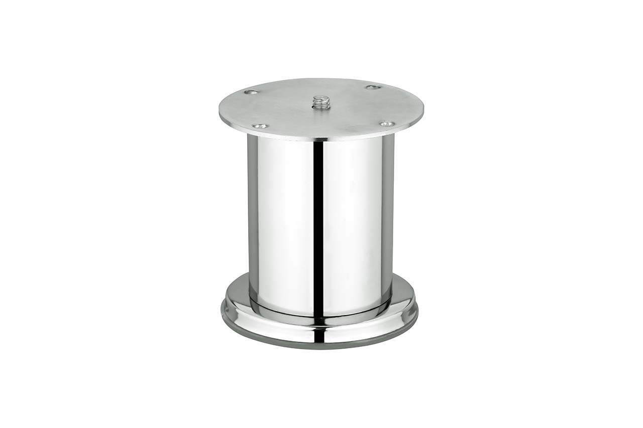 Cylindrical Chrome Furniture Leg, Metal Sofa Support Stand, Round Base