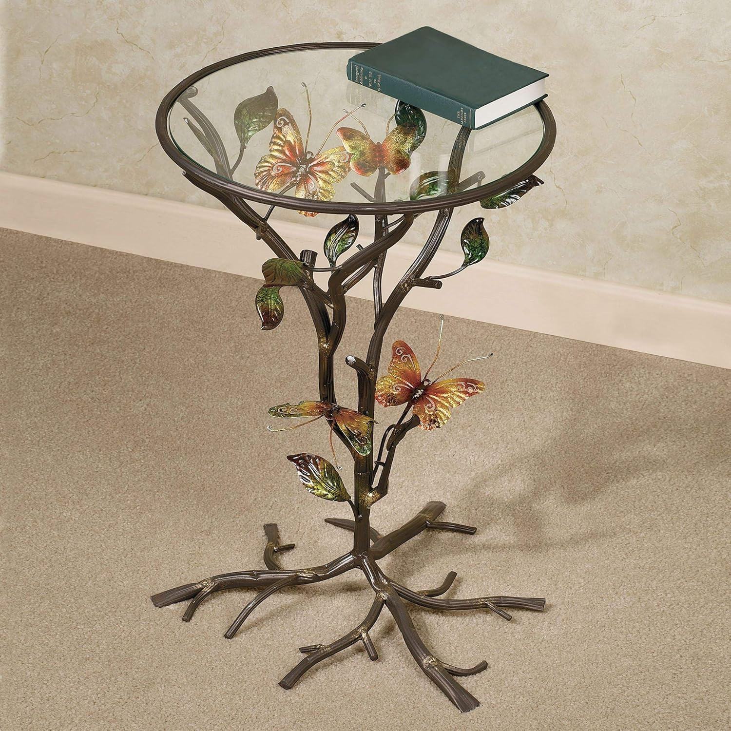 Flight of The Butterfly Round Accent Table - Bronze - Side Table