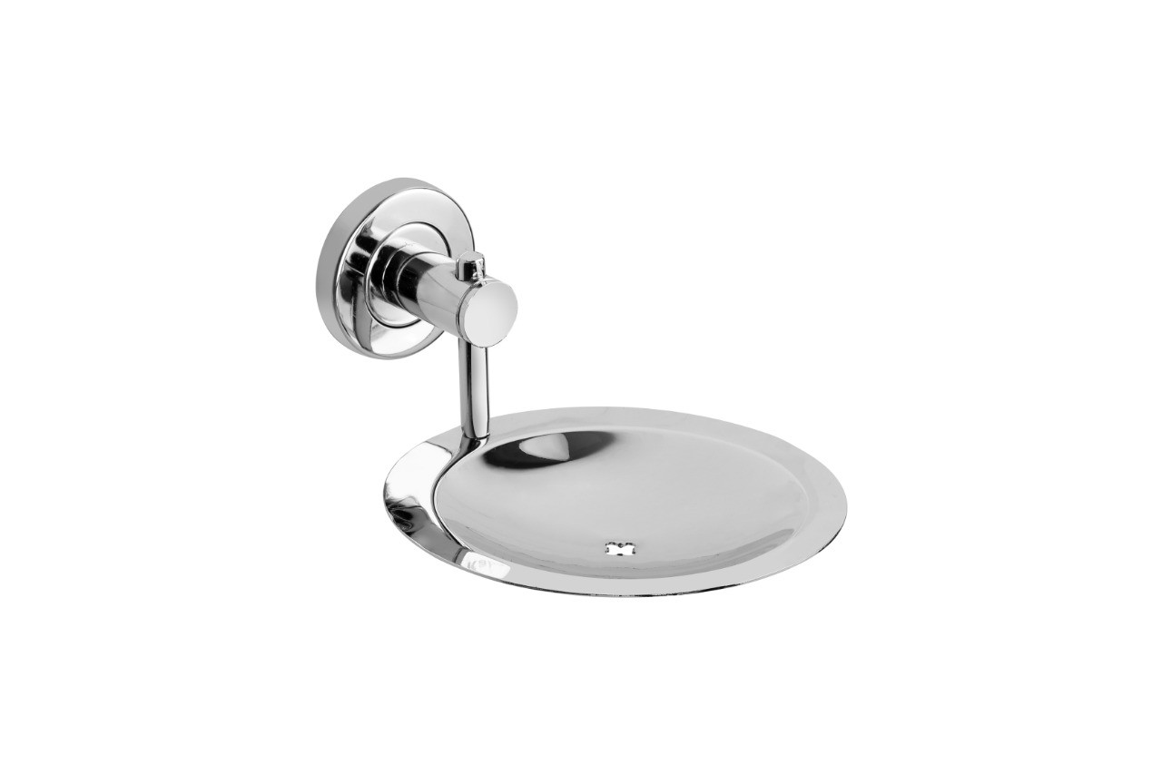 Wall-Mounted Soap Dish, Chrome-Plated, Round Design, Silver