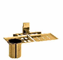 Wall-Mounted Bathroom Soap Holder with Tumbler, Gold Finish