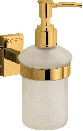 Glass Liquid Dispenser with Gold Accents, Decorative Bathroom Accessory