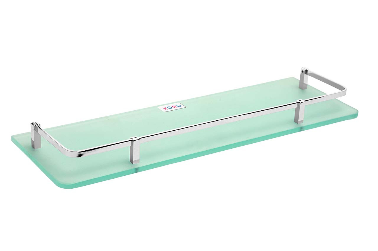Glass Bathroom Shelf Set, 3-Tier, Chrome-Plated Brass Frame, 30x15 cm, 38x15 cm, 45x15 cm