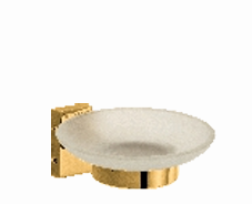Glass Soap Dish with Gold Finish, Bathroom Vanity Accessory
