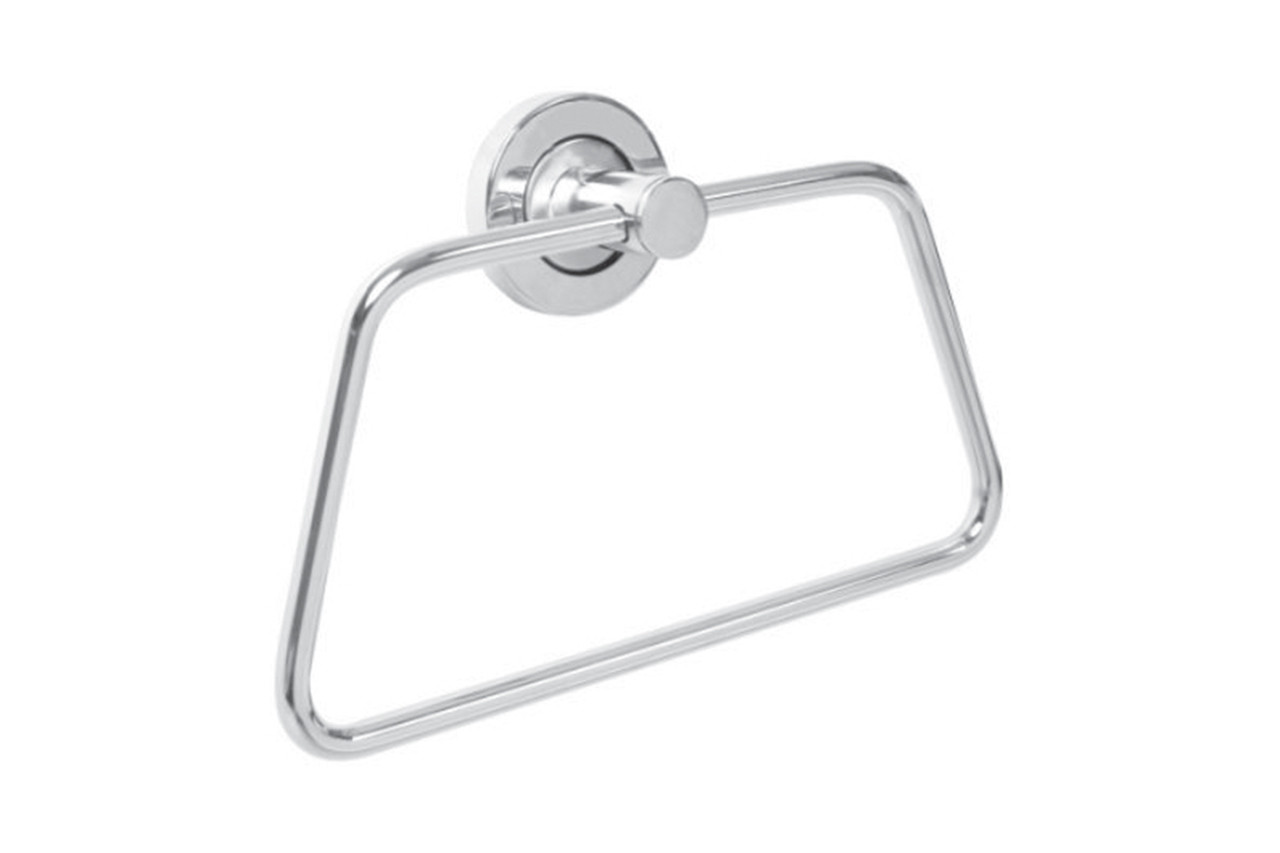 Modern Triangle Towel Ring, Chrome-Plated, Wall-Mounted, Silver