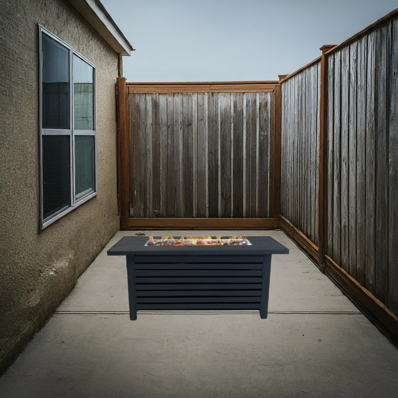 25" H x 42" W Steel Outdoor Fire Pit Table with Lid (Black)
