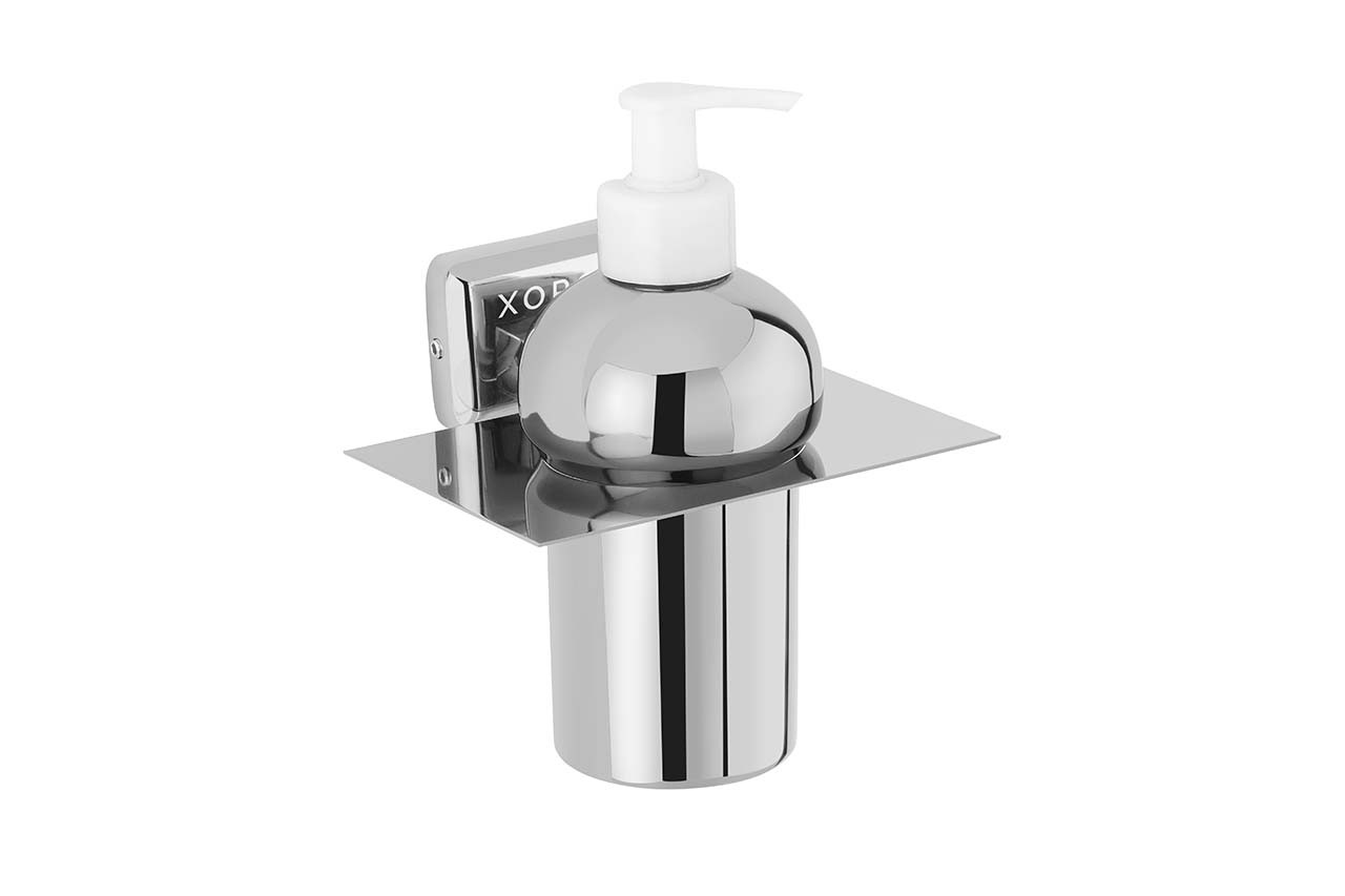 Wall-Mounted Liquid Soap Dispenser, Chrome-Plated Finish, Silver