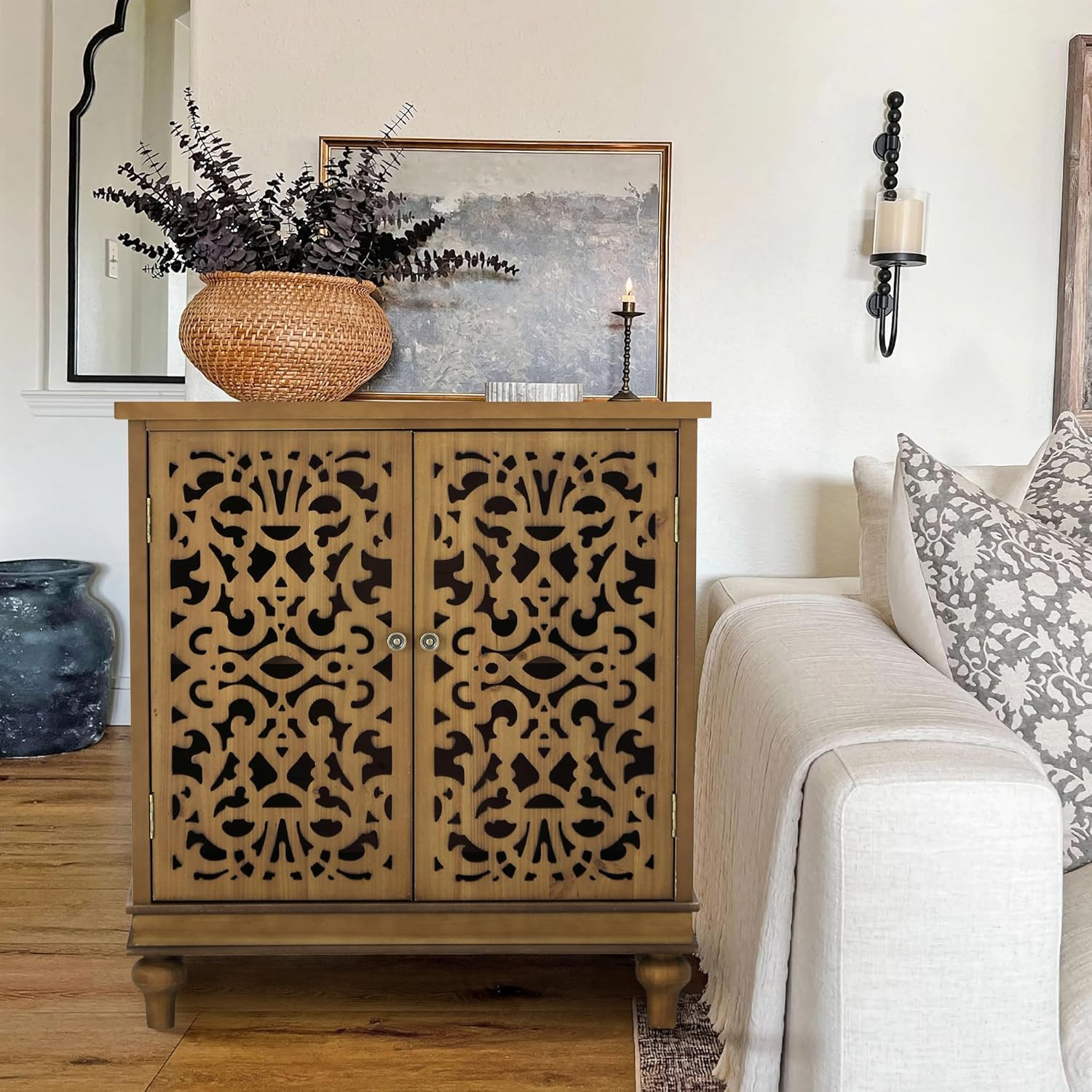 Accent Cabinet with Doors Credenza Small Buffet Cabinet, 2 Door Storage Cabinet