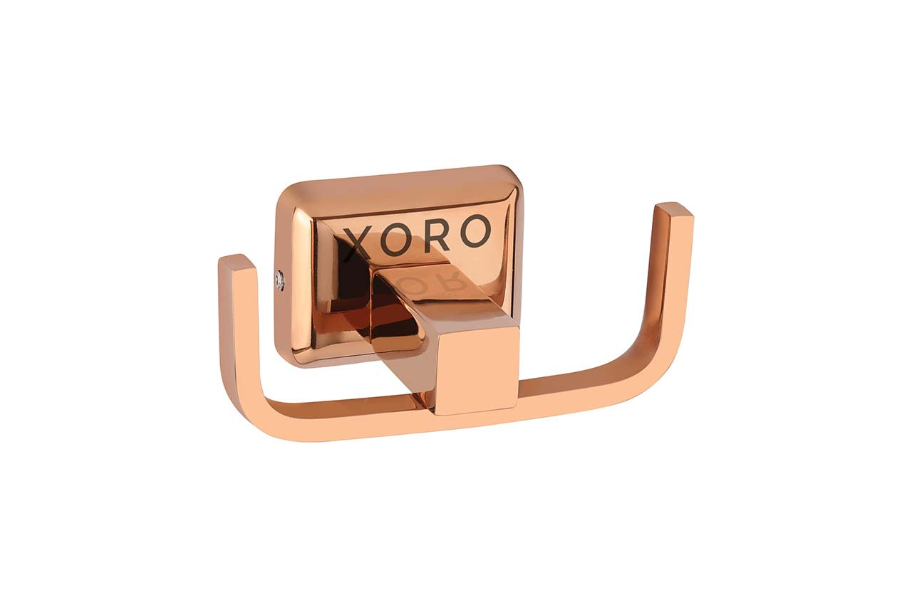 Bathroom Robe Hook, Double Hook Design, Rose Gold Finish