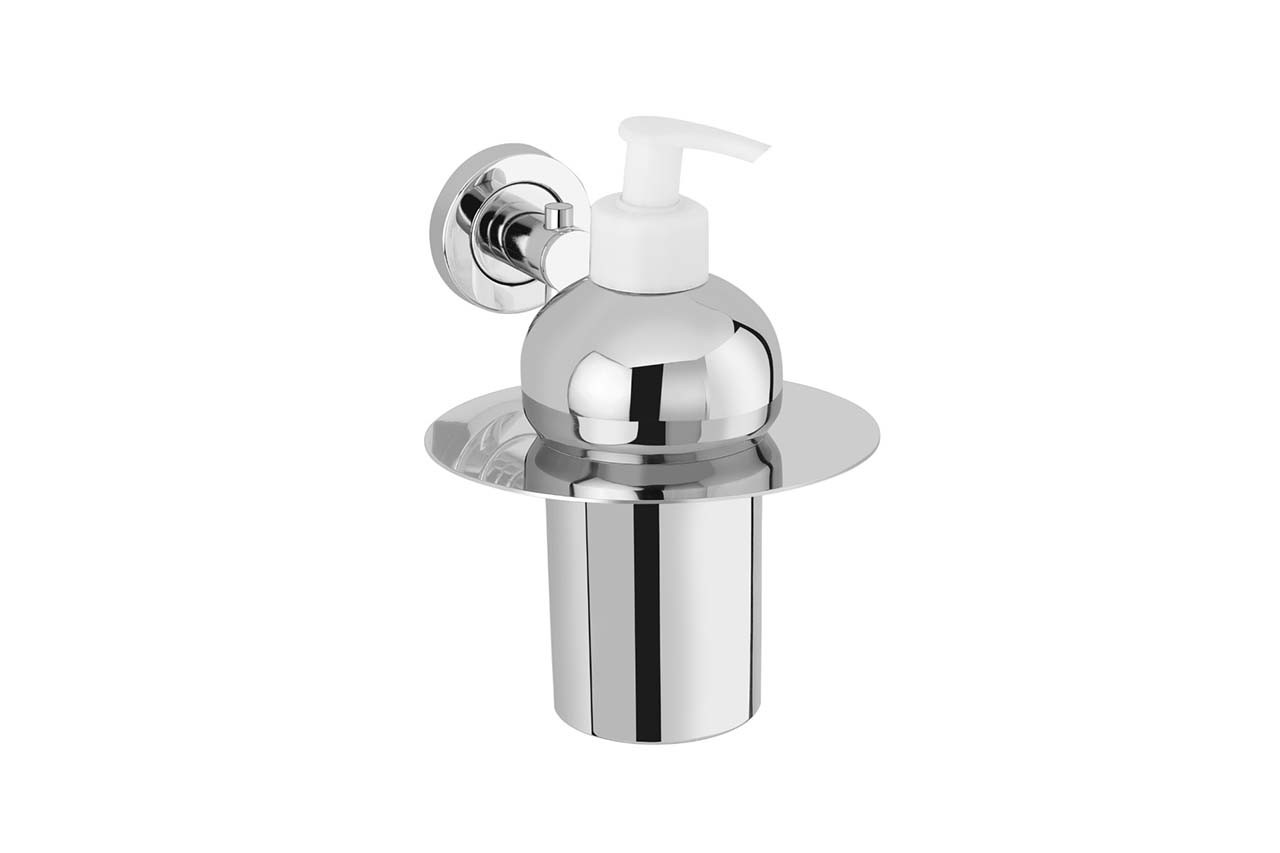 Wall-Mounted Liquid Soap Dispenser, Chrome-Plated, Silver