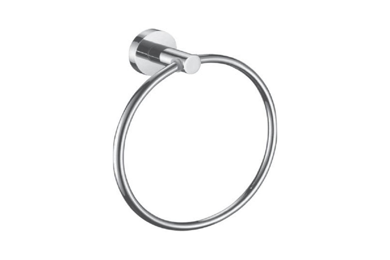 Modern Round Towel Ring, Wall-Mounted, Silver Chrome Finish
