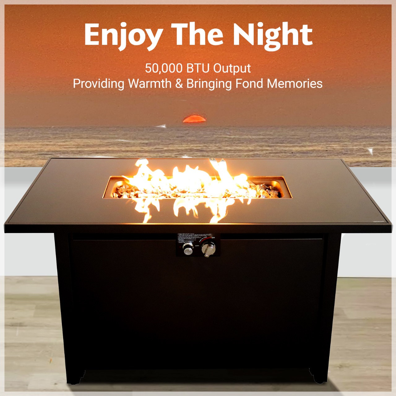 25" H x 42" W Steel Outdoor Fire Pit Table with Lid