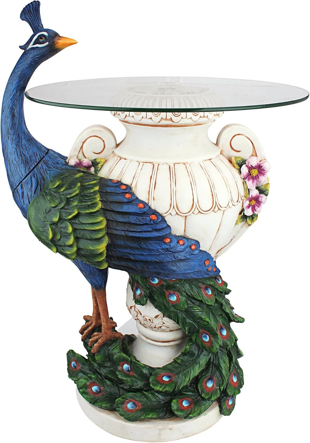 Staverden Castle Peacock Glass Topped Side Table