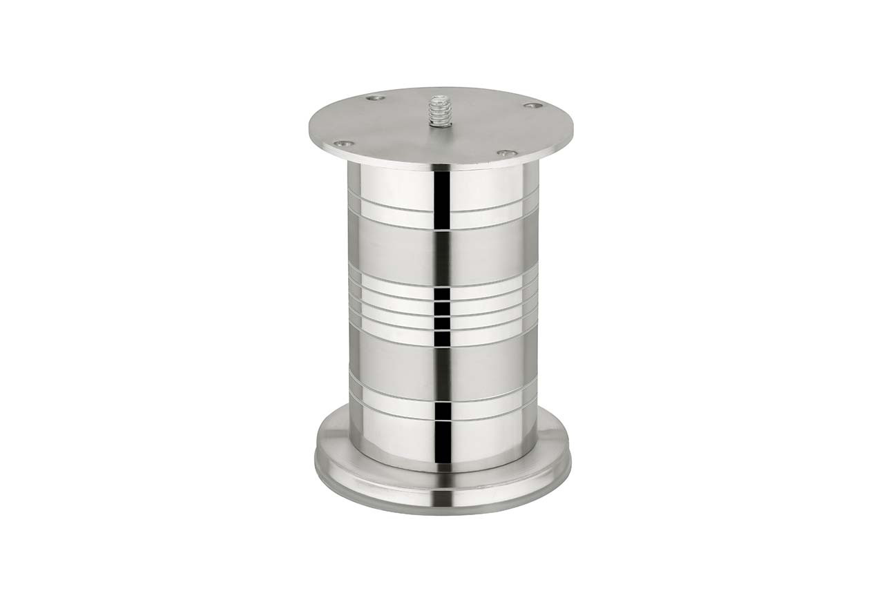 Modern Stainless Steel Sofa Leg, Cylindrical Design with Striped Pattern, Silver