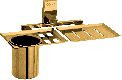 Wall-Mounted Soap Holder with Tumbler, Gold Finish